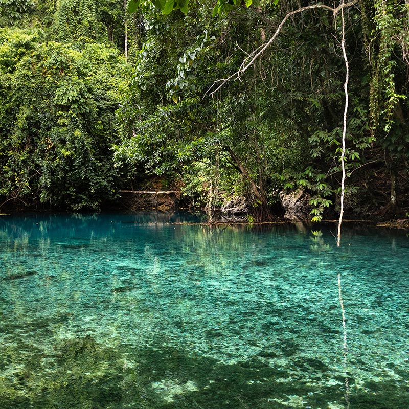 Crystal clear blue and green water in Vanuatu